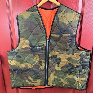 Vintage Reversible Hunting Camo Orange Vest Made In USA Sz 3X.